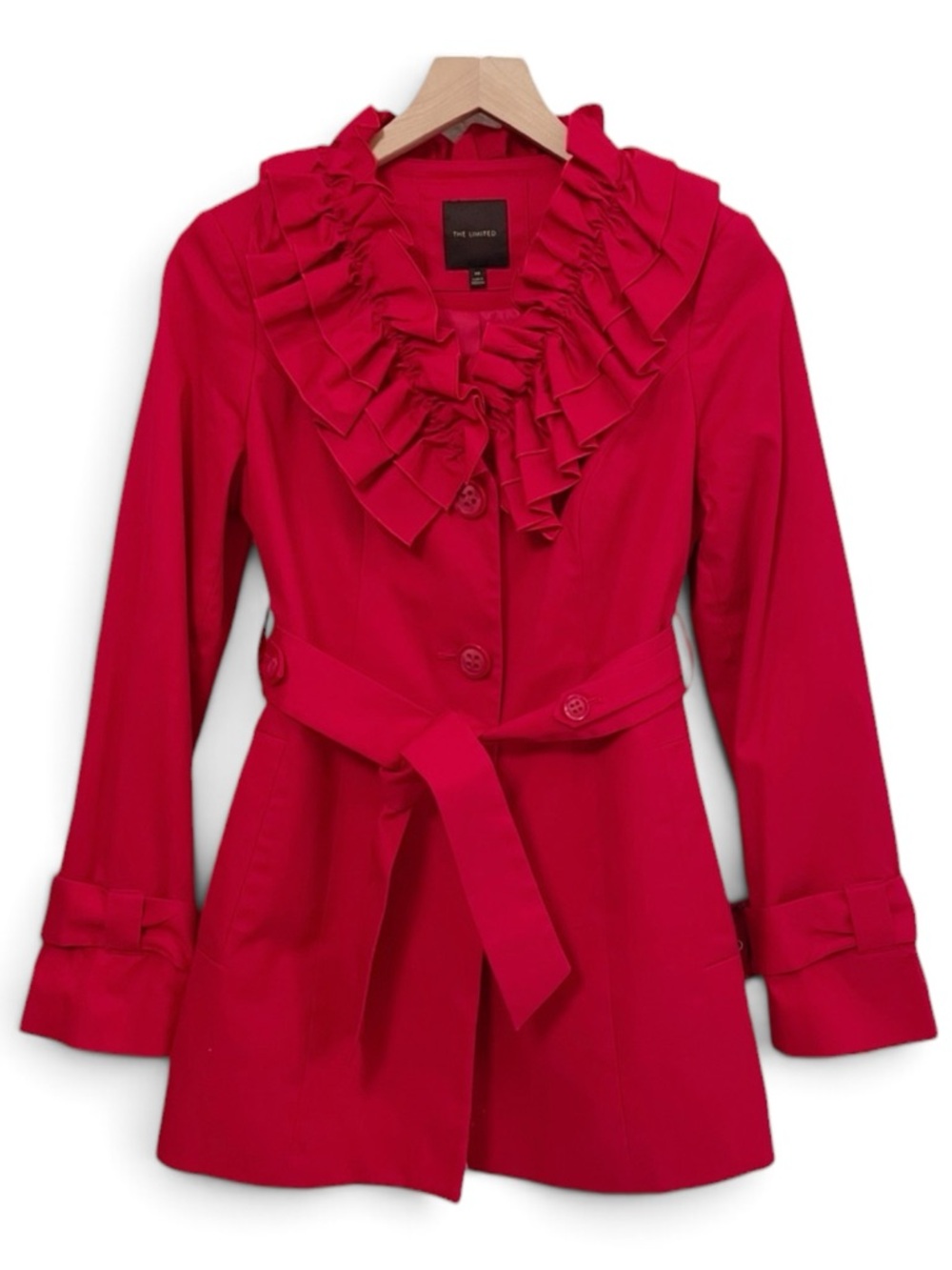 The Limited Vibrant Red Ruffle Collar Coat Blazer Size XS